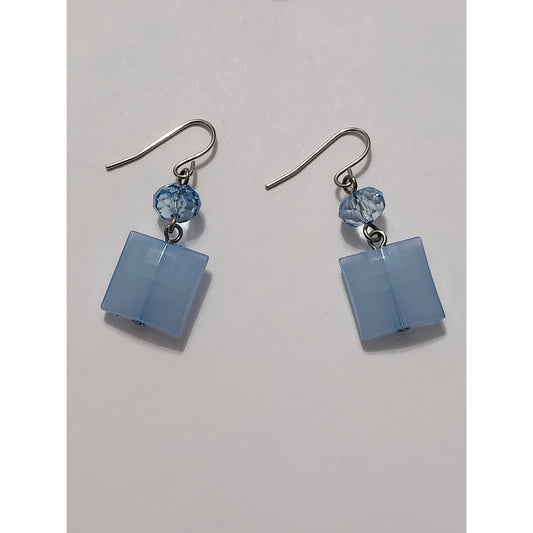 Blue Beaded Multi Strand Necklace and Earring Set Silver Tone Layered Jewelry