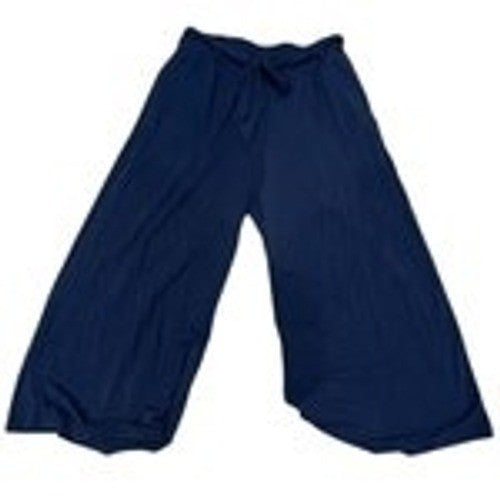 Ella Mona Navy Blue Gaucho Pants Wide Leg Cropped Drawstring Boho Trousers