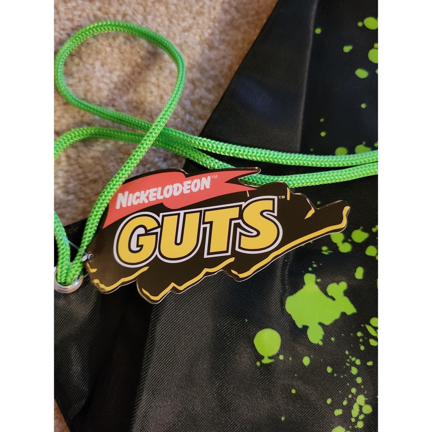Nickelodeon GUTS Drawstring Backpack Slime Splatter Bag 90s Nostalgia Nick Box