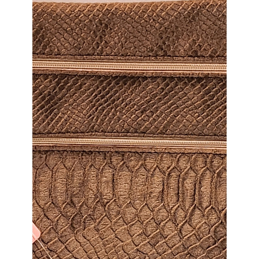NWT Peachy Keen The Versi Bag Brown Snakeskin Velvet Clutch Wristlet Rose Gold