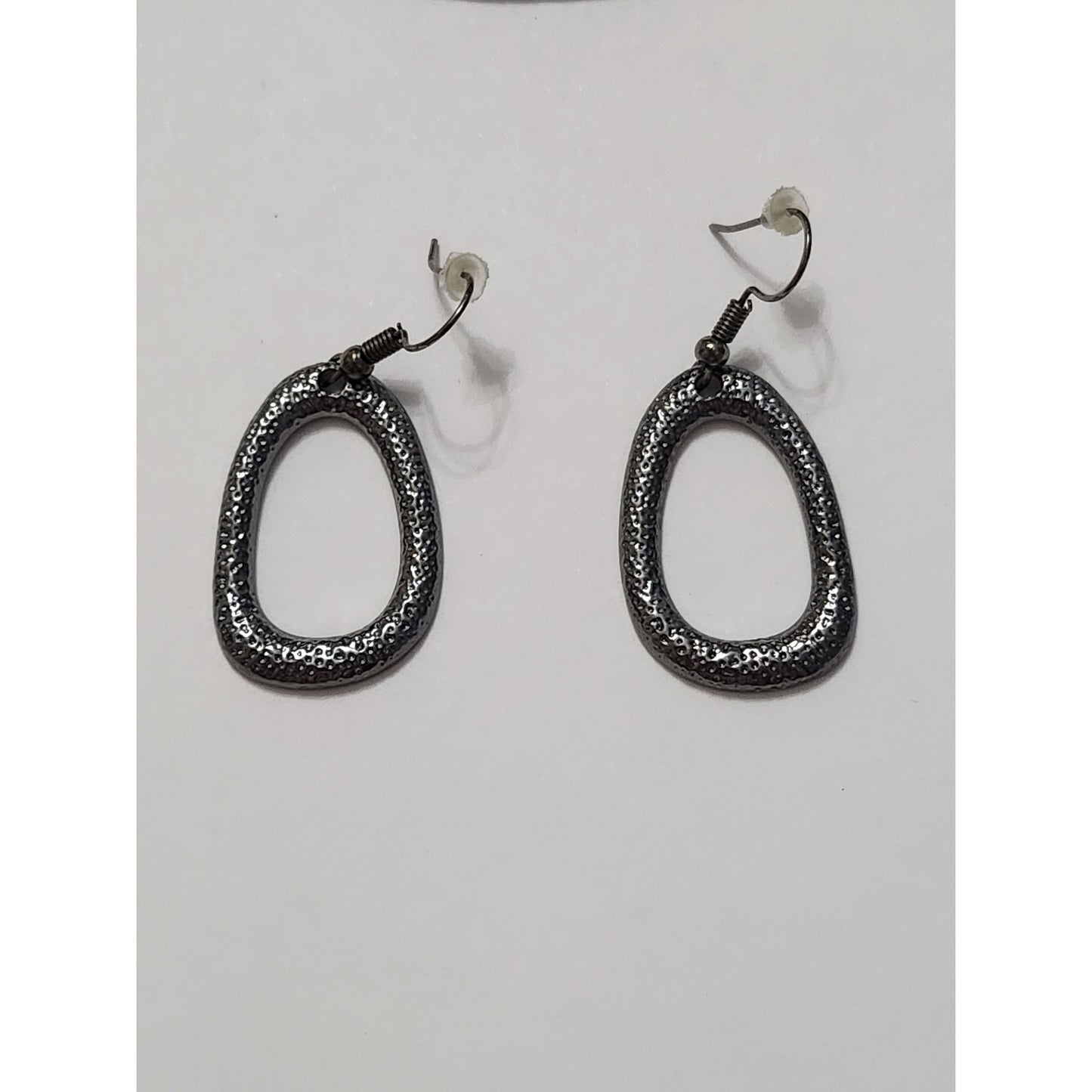 Gunmetal Textured Bib Necklace and Earring Set Geometric Statement Jewelry