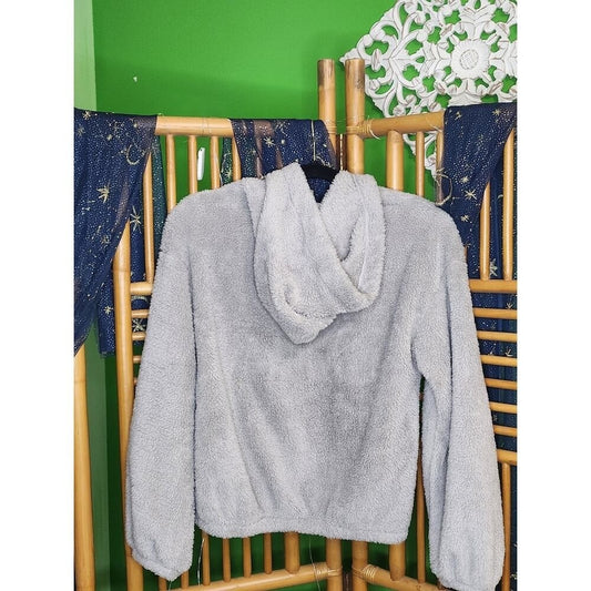 Girls Youth XL Gray Fuzzy Fleece Pullover Sweater Cozy Soft Warm Winter Top