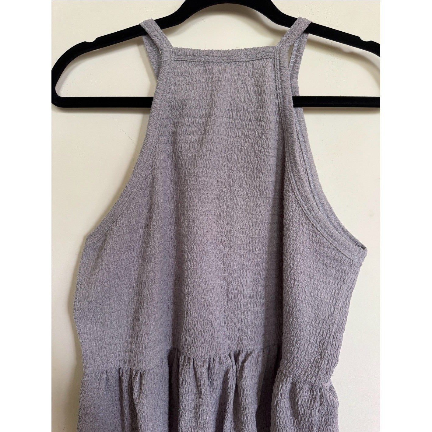 Lush Womens Mauve Textured Halter Neck Peplum Tank Top Size Medium Lavender