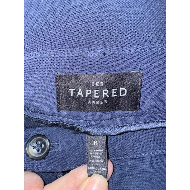 The Tapered Ankle Navy Blue High Rise Belted Dress Pants Trousers Women Size 6