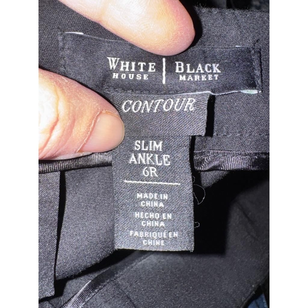 White House Black Market Slim Ankle Pants Black Womens Size 6R Dress Work