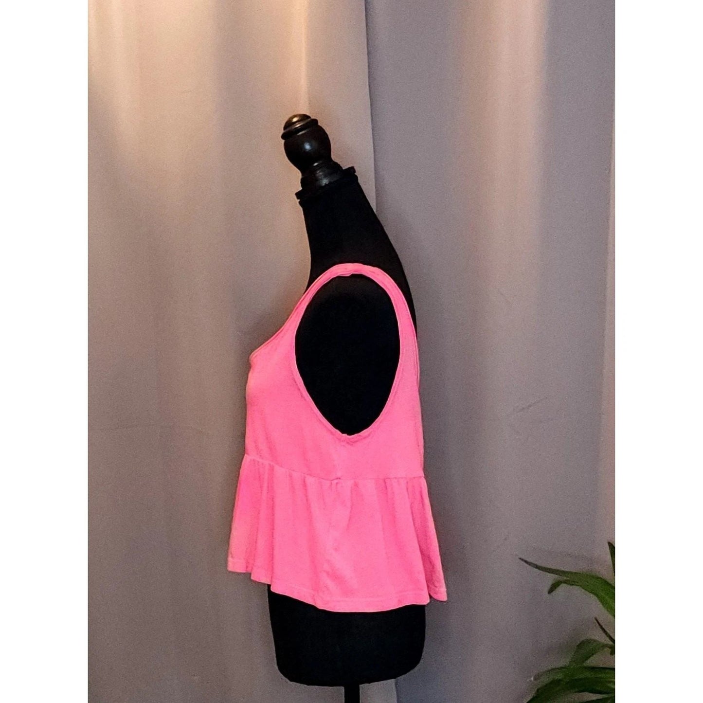 Abound Womens Pink Peplum Tank Top V-Neck Ruffle Babydoll Sleeveless Shirt