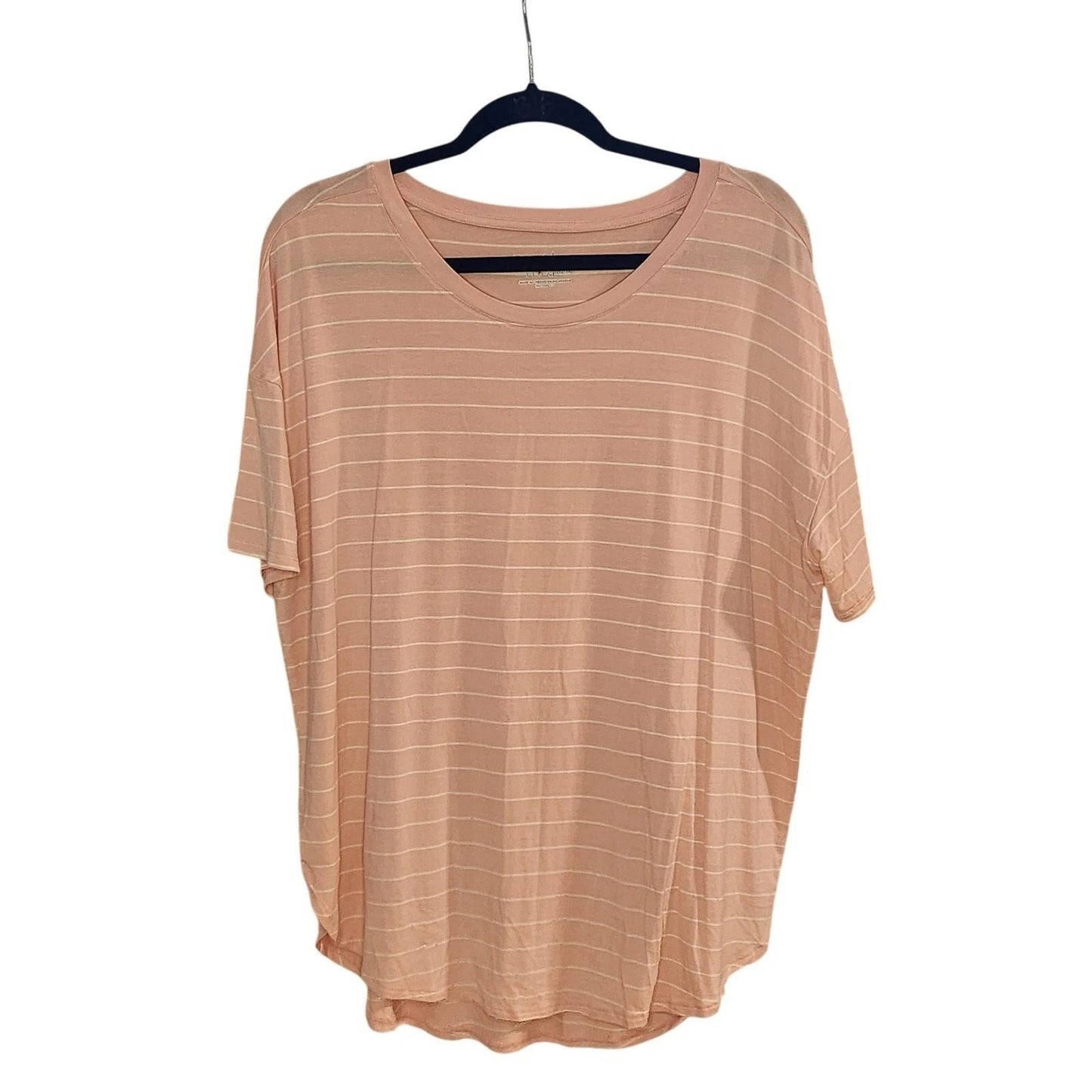 Time and Tru Pink White Striped Oversized T-Shirt Scoop Neck Plus Size XXL