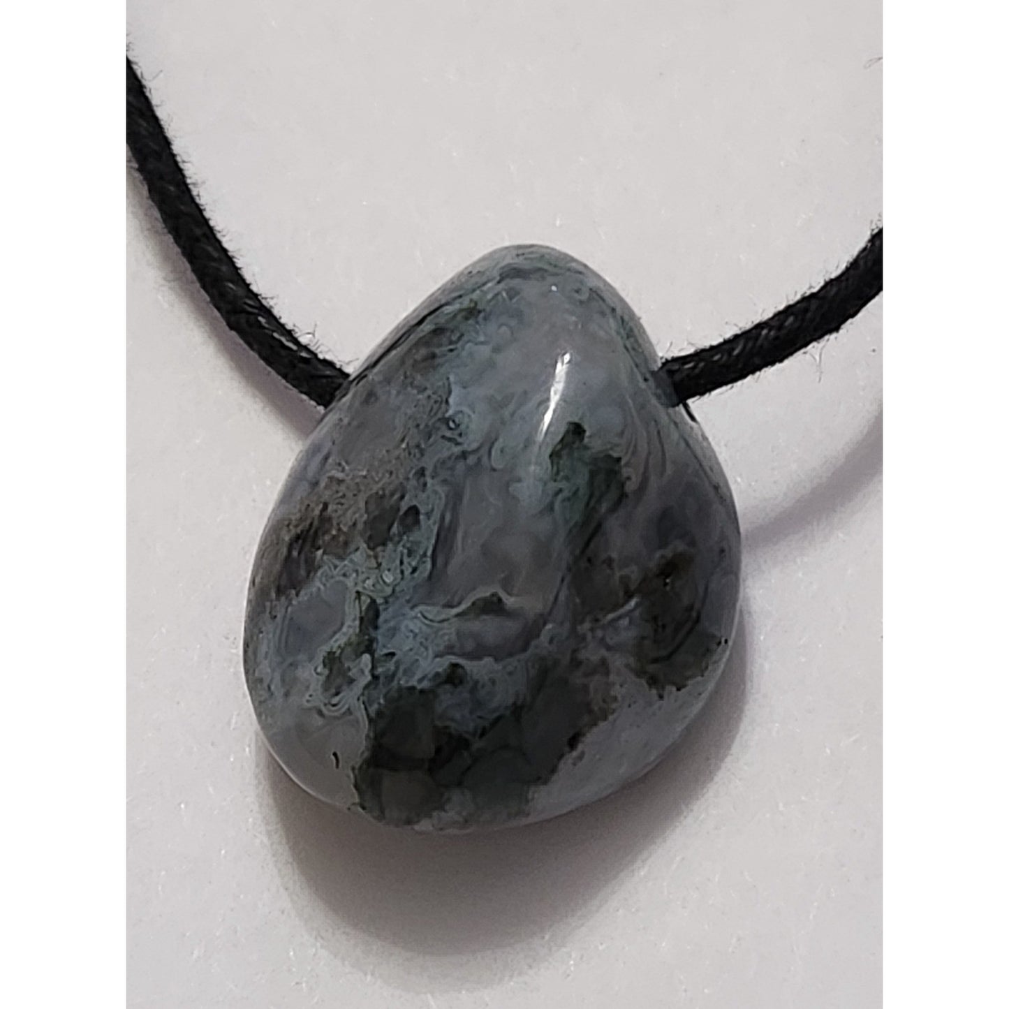Set of 3 Stone Pendant Necklaces Agate Chakra Point Marbled Boho Cord Jewelry