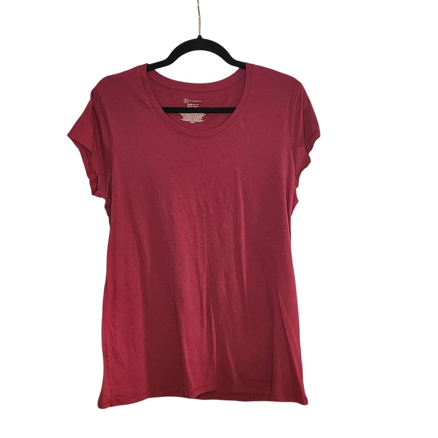No Boundaries Womens XXL 19 Burgundy T-Shirt Short Sleeve Scoop Neck Basic Tee