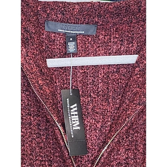 NWT WHBM White House Black Market Women's S Burgundy Marled Quarter Zip Sweater