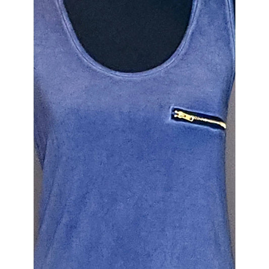 POL Tank Top Blue Mineral Acid Wash Zipper Pocket Racerback Edgy Boho