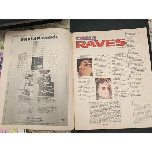 Vintage Circus Raves Rock Magazine 105 March 1975 Freddie Mercury Queen Cover