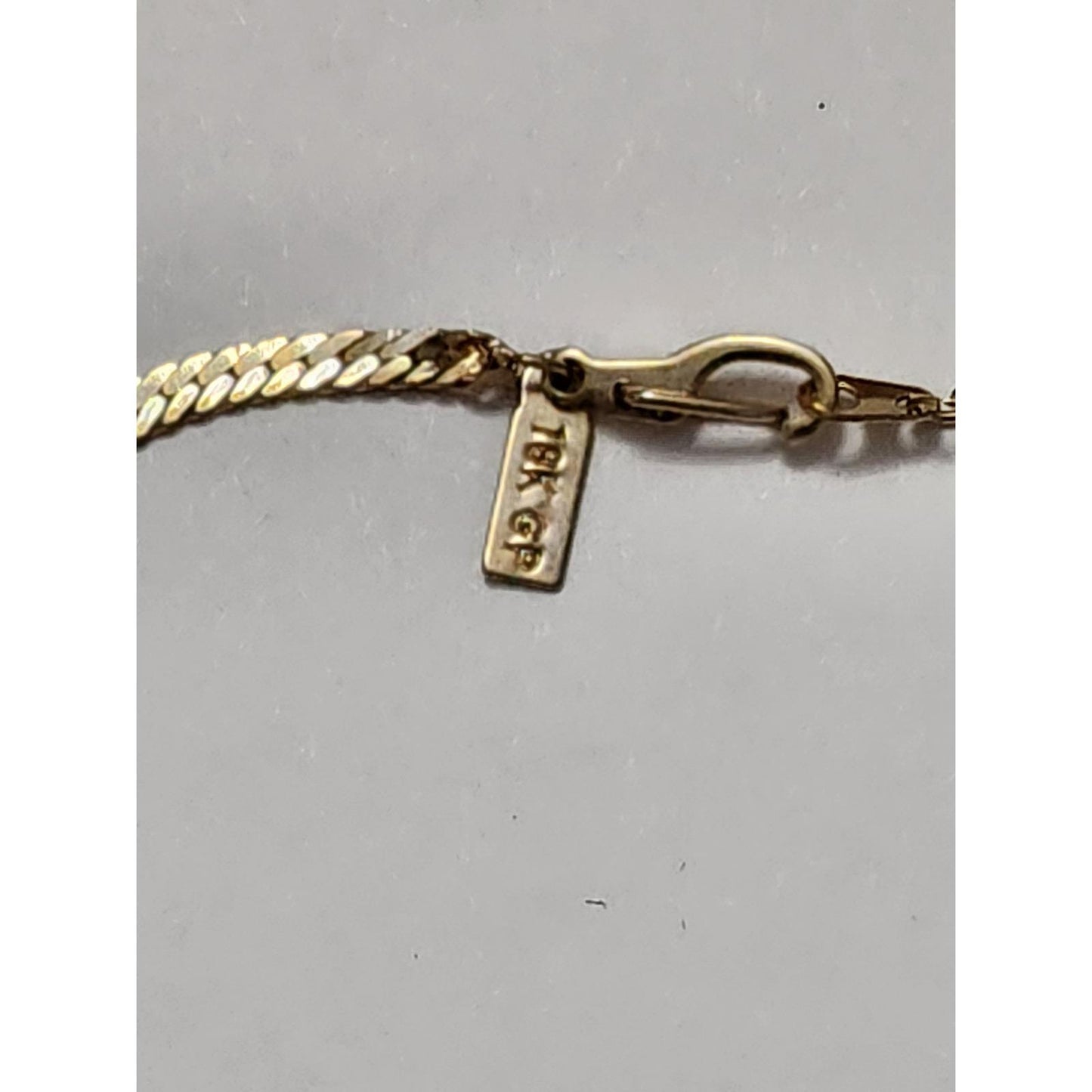 Vintage 18K Gold Filled Herringbone Flat Snake Chain Necklace 18K GP Clasp