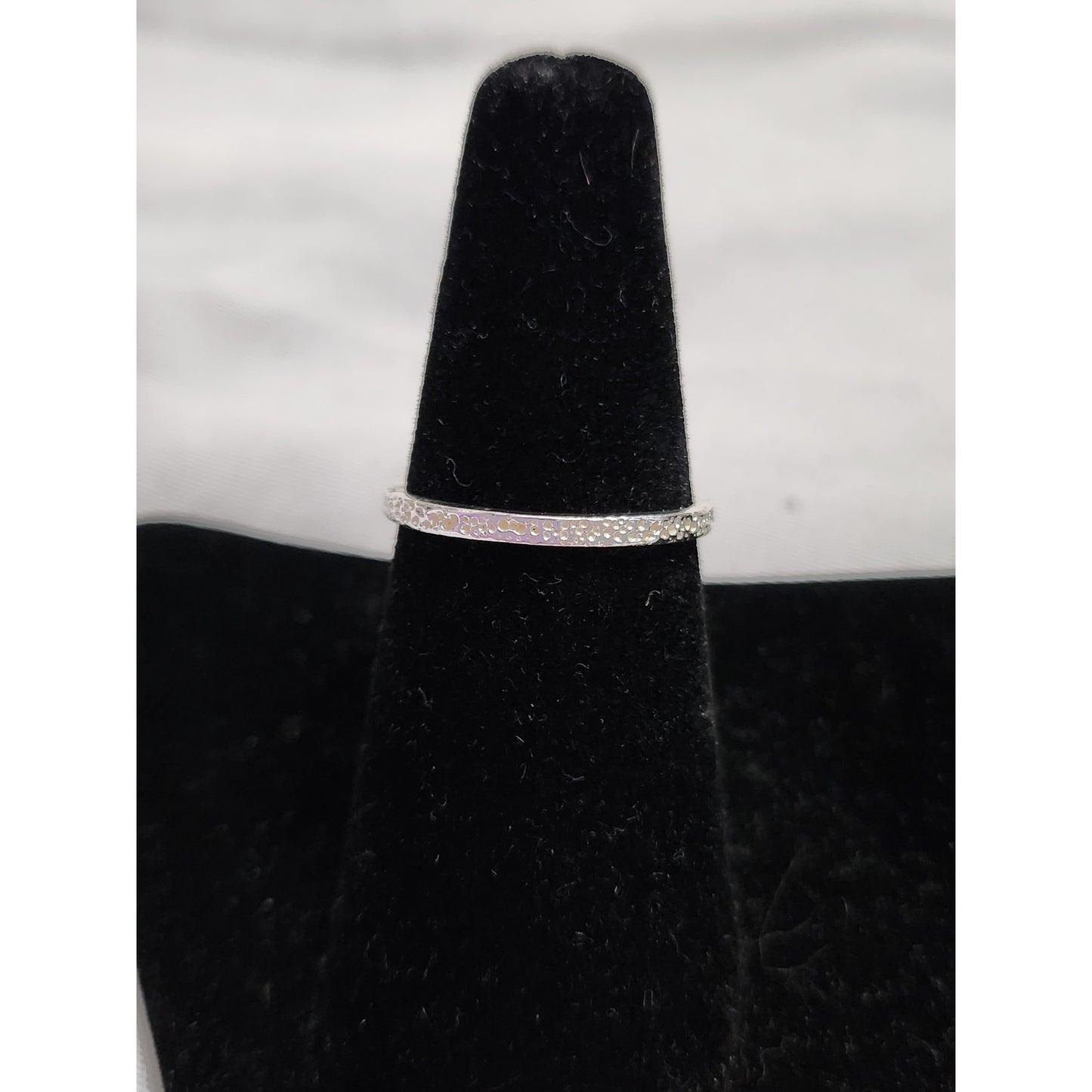 Sterling Silver Hammered Texture Stackable Band Ring Minimalist Size 7.5