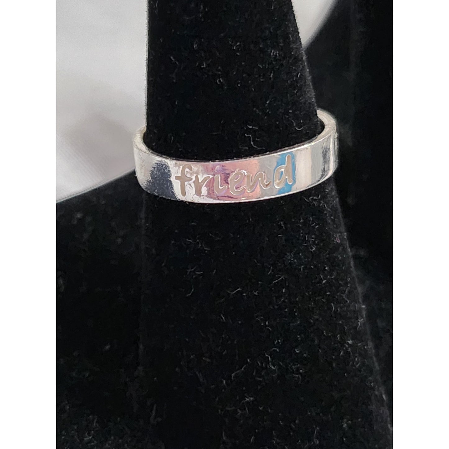 Sterling Silver Friend Script Band Ring 925 Thailand Size 7.75 Bestie Gift