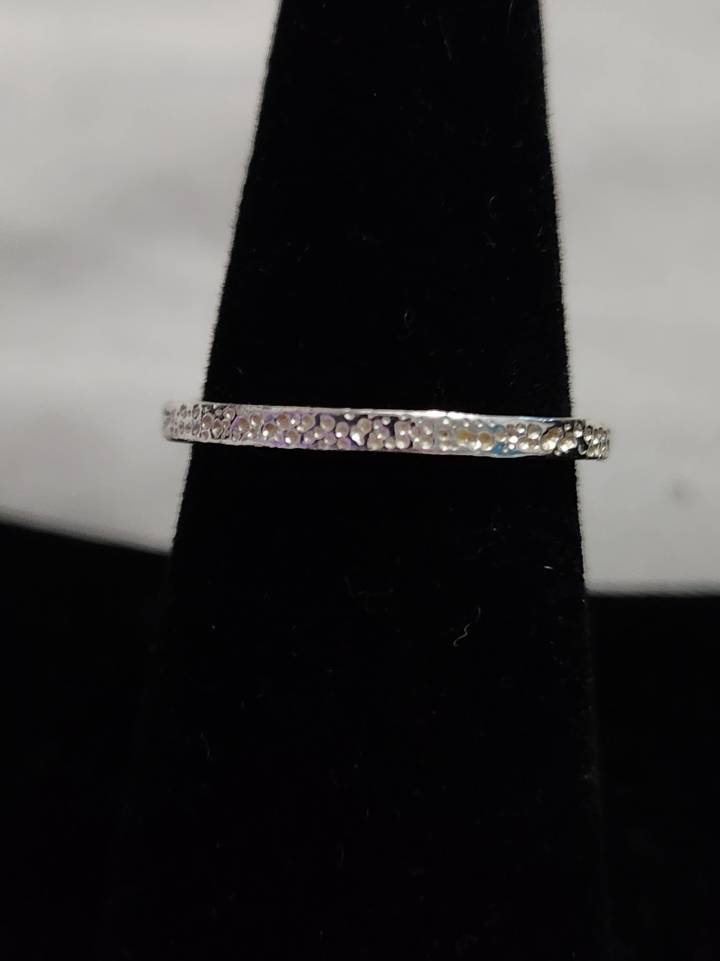 Sterling Silver Hammered Texture Stackable Band Ring Minimalist Size 7.5