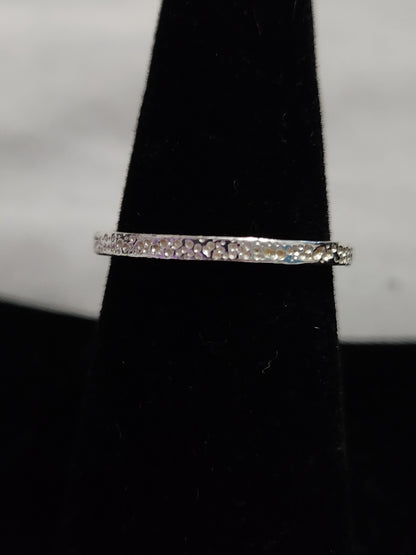 Sterling Silver Hammered Texture Stackable Band Ring Minimalist Size 7.5