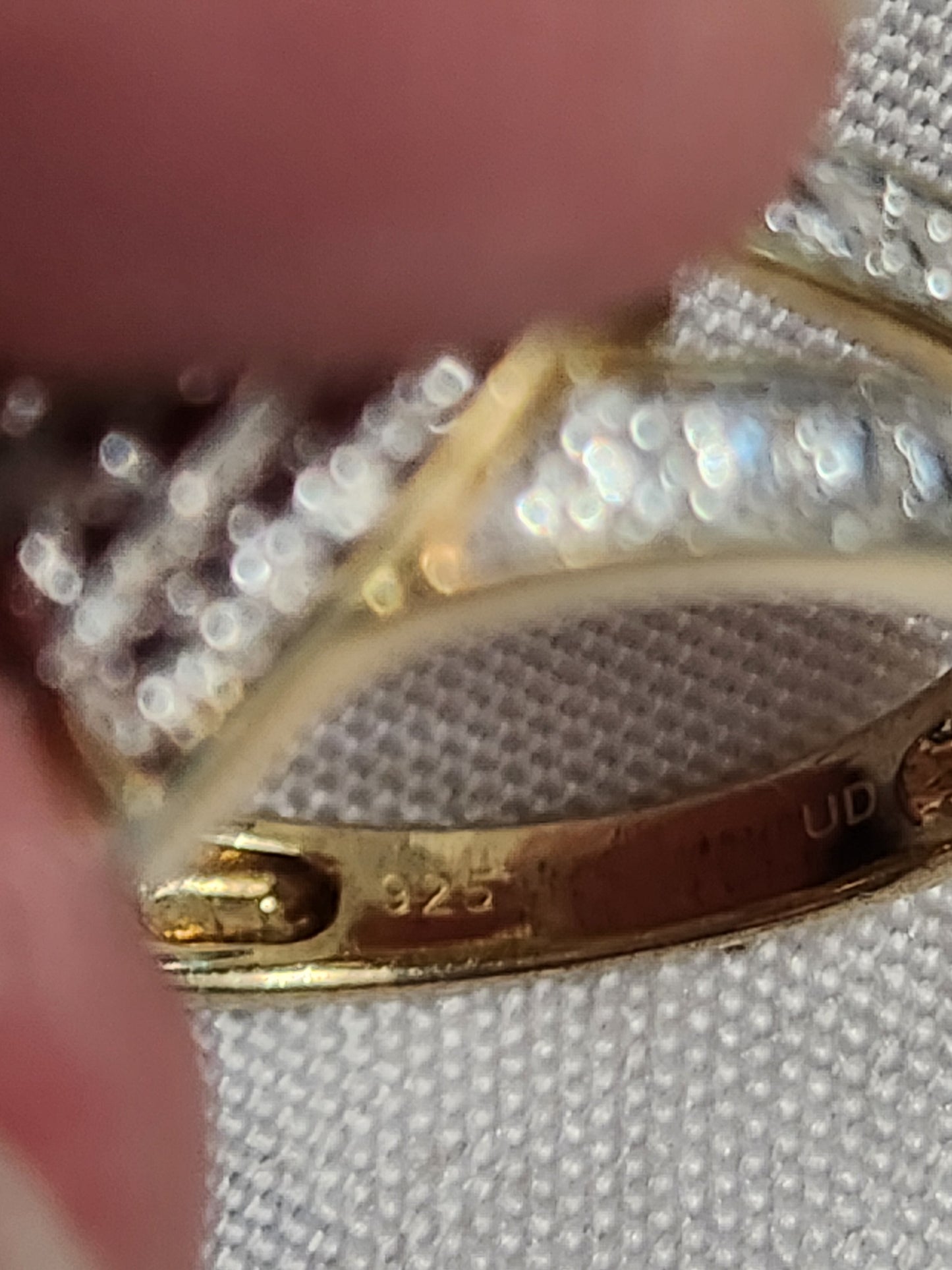 925 Gold Over Silver Diamond Accent Kite Cluster Split Shank Ring Size 6.25