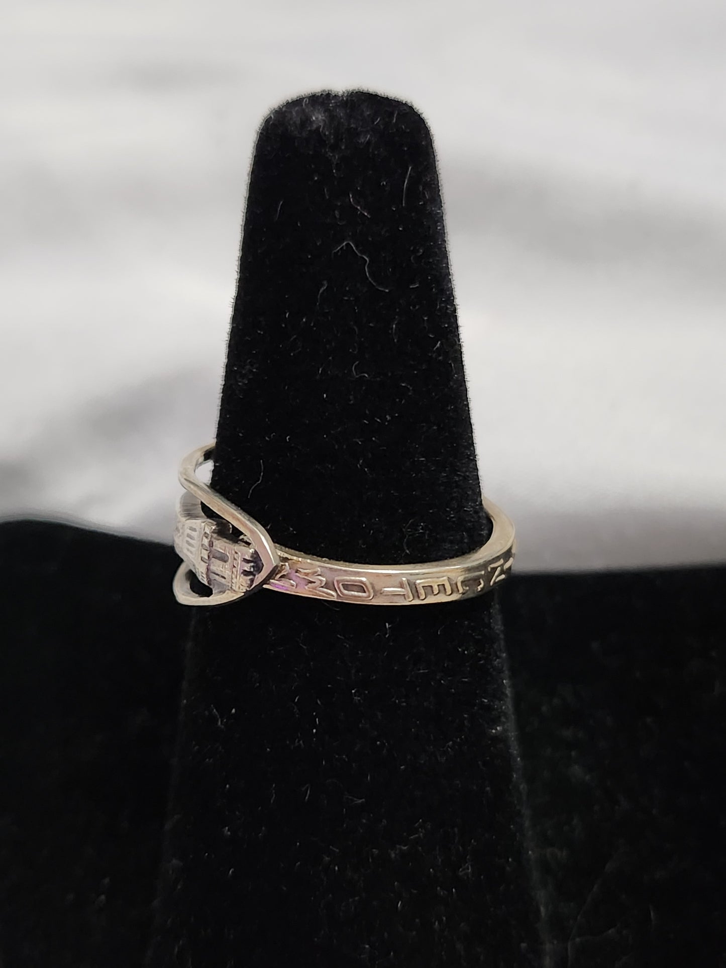 Vintage Sterling Silver Lighthouse Souvenir Spoon Ring Hebrew Judaica Size 7.5
