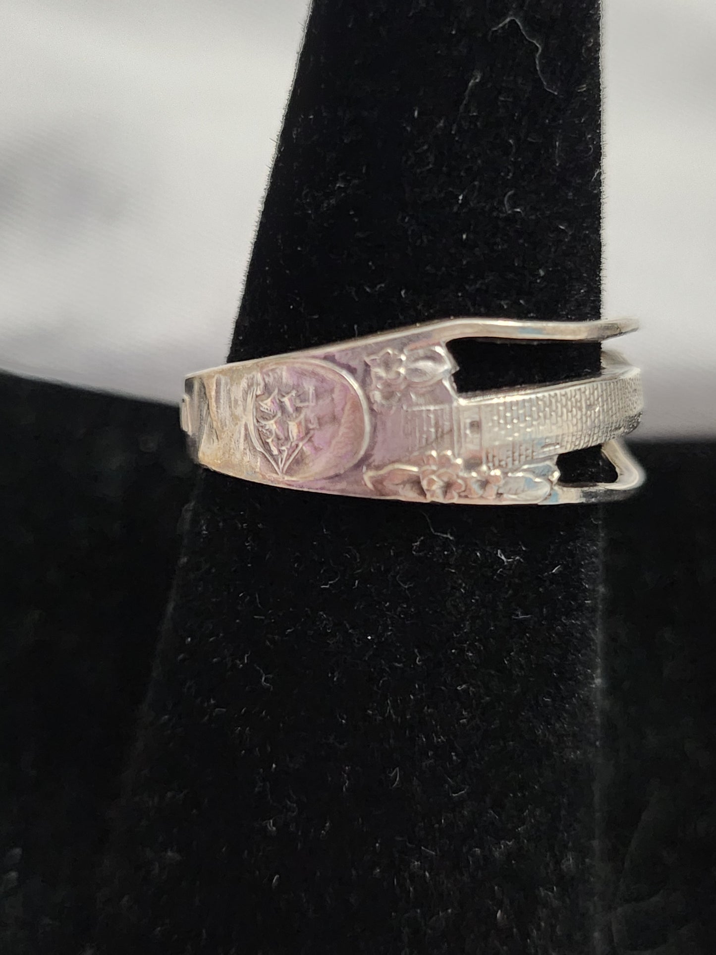 Vintage Sterling Silver Lighthouse Souvenir Spoon Ring Hebrew Judaica Size 7.5