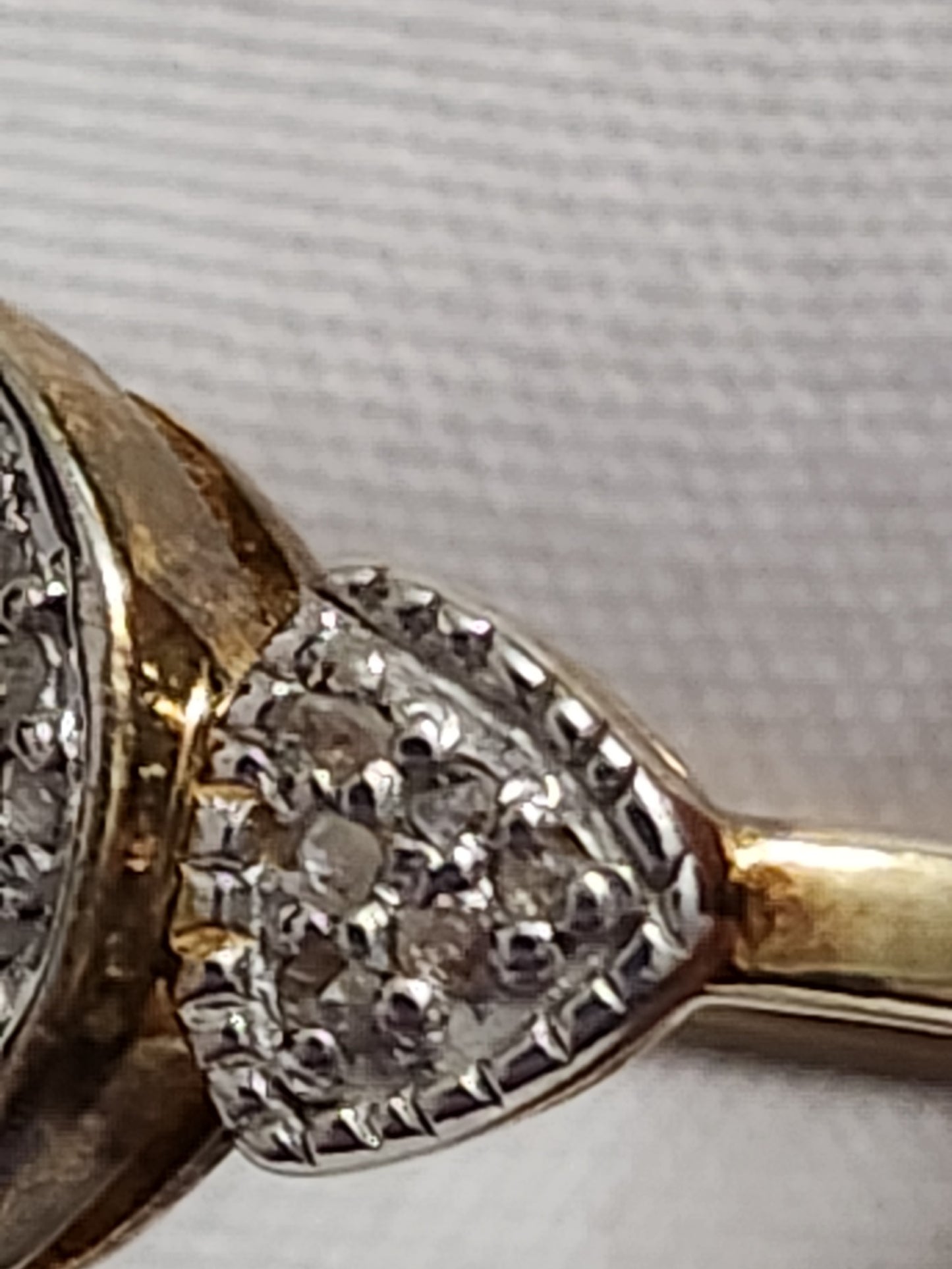 Gold Plated 925 Sterling Silver Pave Circle Triangle Three Stone Ring Size 7.5