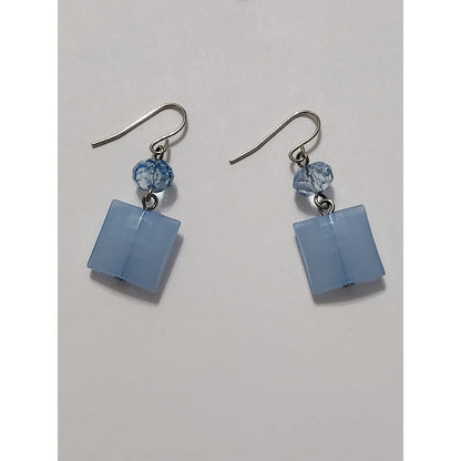 Blue Beaded Multi Strand Necklace and Earring Set Silver Tone Layered Jewelry