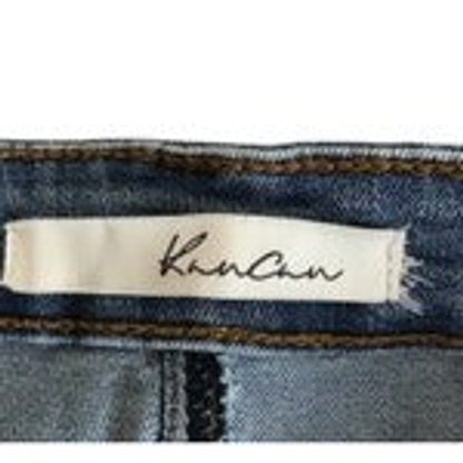 Kancan Womens Blue Denim Mini Skirt Wash Frayed Raw Hem New
