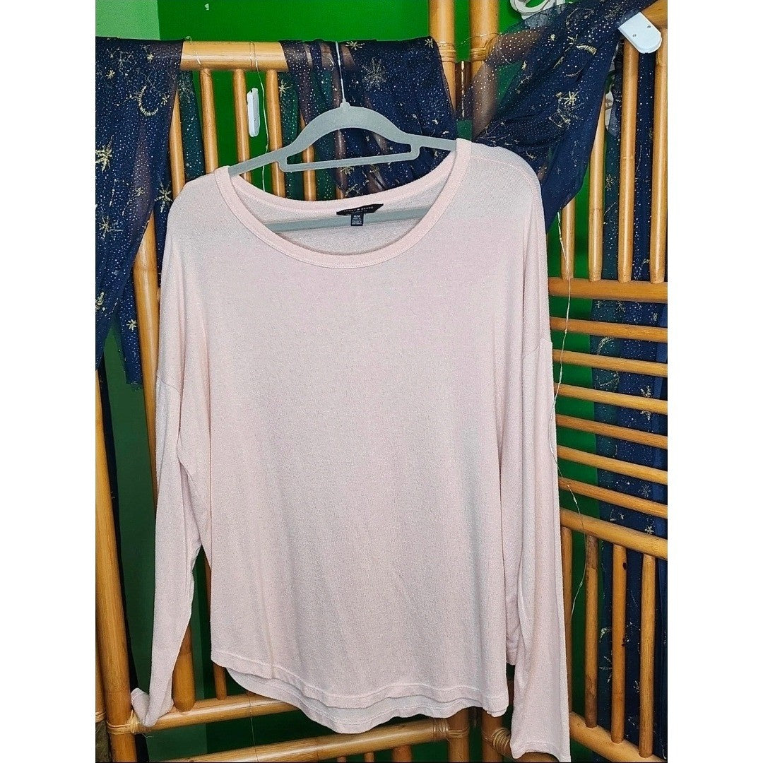 Lucky Brand Light Pink Soft Knit Long Sleeve Slouchy Pullover Top Womens Medium
