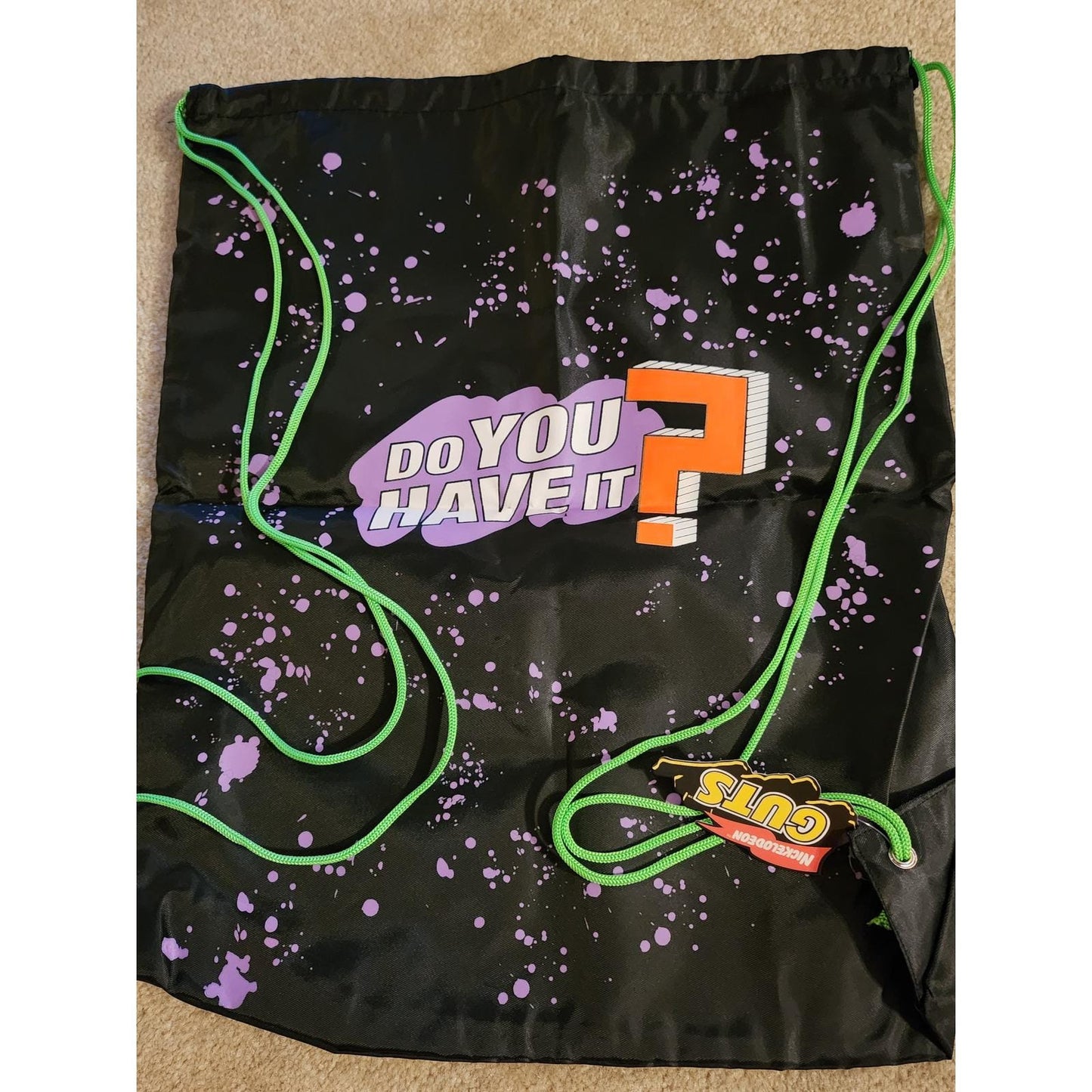Nickelodeon GUTS Drawstring Backpack Slime Splatter Bag 90s Nostalgia Nick Box