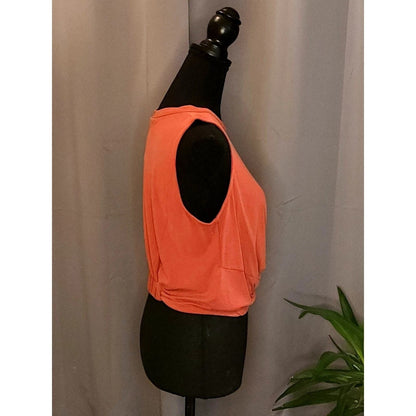 Lush Burnt Orange Twist Front Crop Tank Top Knot Hem Summer Festival