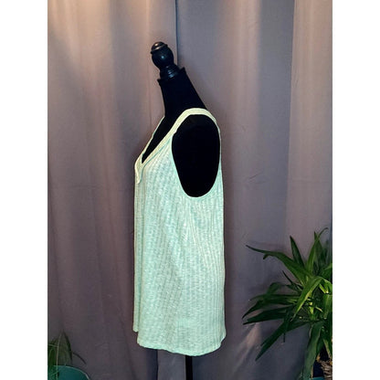 Hapti Tank Top Mint Green Ribbed Knit V-Neck Racerback Sleeveless Boho Shirt M