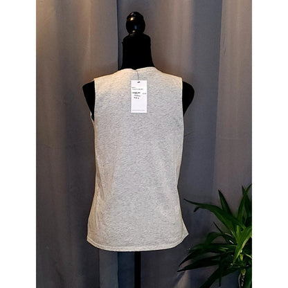 Blue B Tank Top Heather Grey Tiger Graphic Keyhole Neck Sleeveless Shirt NEW