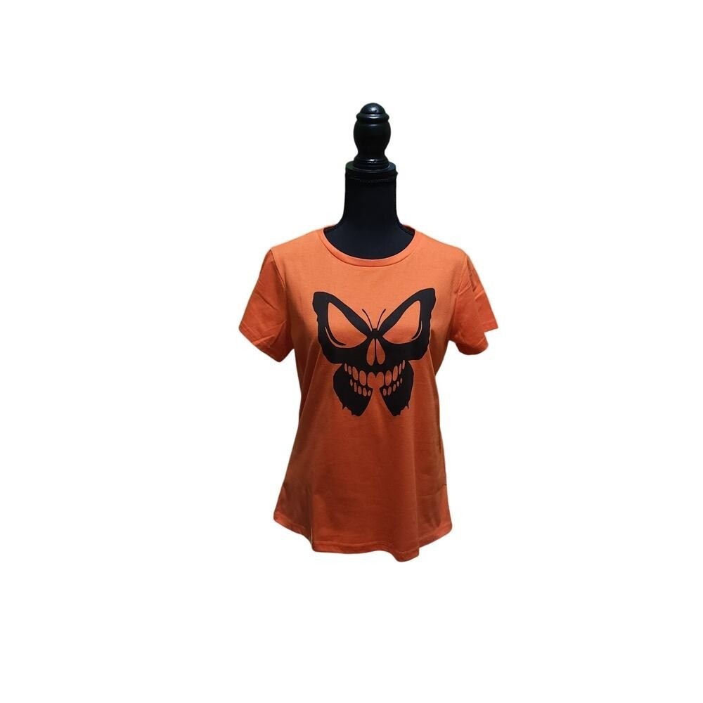 NEW Happy Halloween/Butterfly Skull T Shirt/ XL