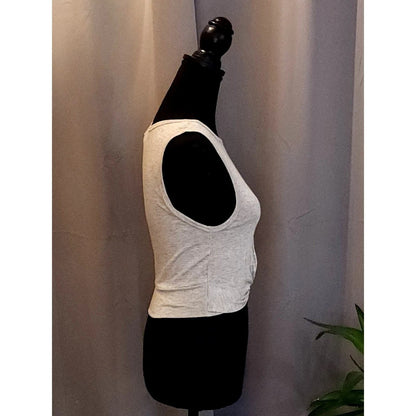 Mono B Heather Grey Twist Front Crop Tank Top Athleisure Workout Sleeveless