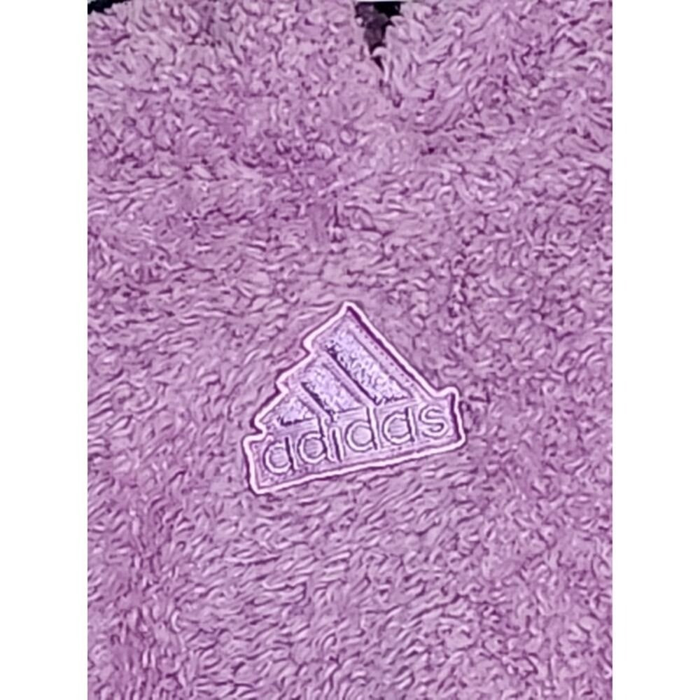 Adidas Girls Youth XL Purple Fuzzy Fleece Pullover Sweater 3 Stripe Logo New