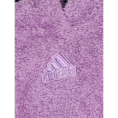Adidas Girls Youth XL Purple Fuzzy Fleece Pullover Sweater 3 Stripe Logo New
