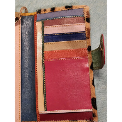NWT Mari Hair-on-Hide Leopard Print Wallet Multicolor Leather Bifold Clutch