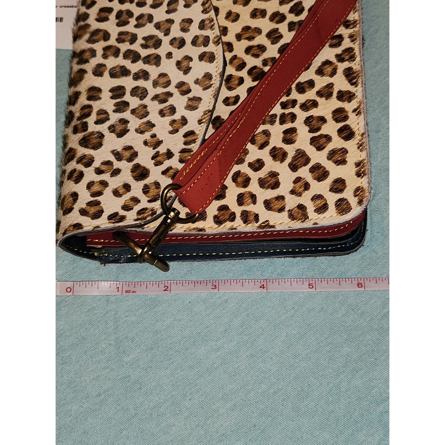 Sloane Leopard Print Calf Hair Leather Crossbody Bag Brown Red