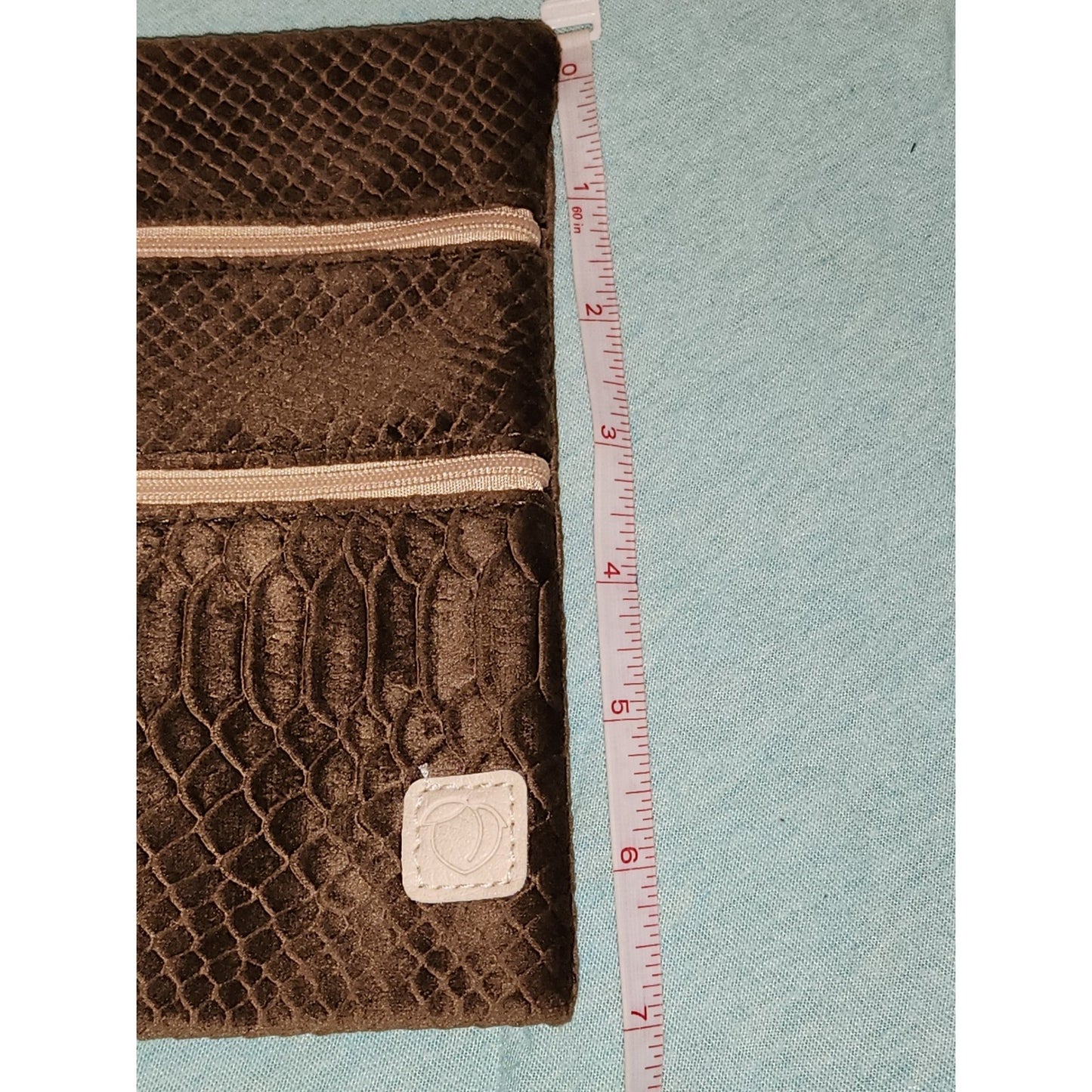 NWT Peachy Keen The Versi Bag Brown Snakeskin Velvet Clutch Wristlet Rose Gold