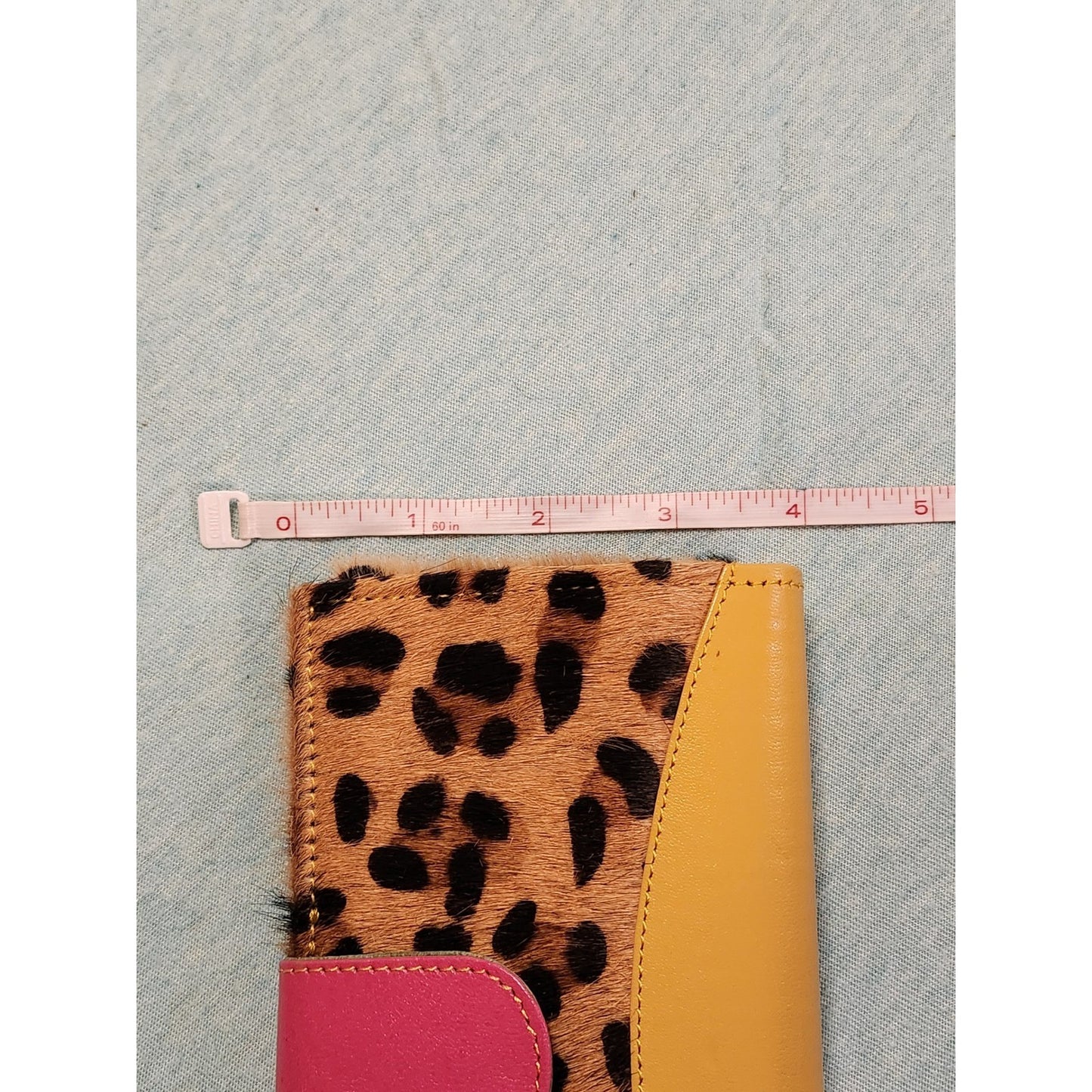NWT Mari Hair-on-Hide Leopard Print Wallet Multicolor Leather Bifold Clutch