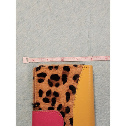 NWT Mari Hair-on-Hide Leopard Print Wallet Multicolor Leather Bifold Clutch