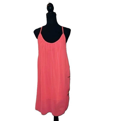 Hot Pink Crochet Lattice Racerback Mini Shift Dress Sleeveless Coverup