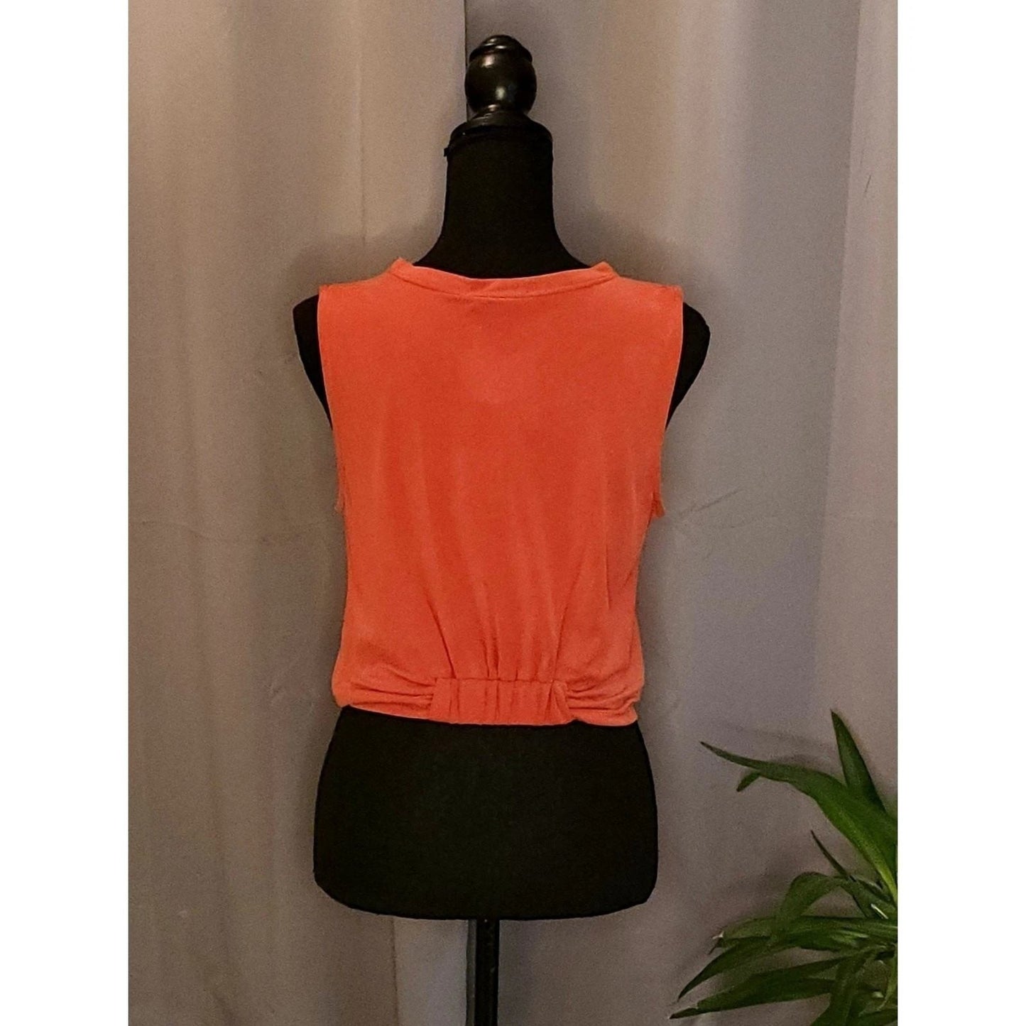 Lush Burnt Orange Twist Front Crop Tank Top Knot Hem Summer Festival