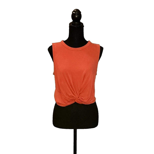 Lush Burnt Orange Twist Front Crop Tank Top Knot Hem Summer Festival