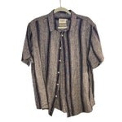 Goodfellow & Co Mens L Button-Down Shirt Short Sleeve Blue Striped Textured