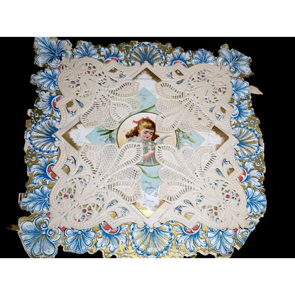 Antique 1904 Victorian Valentine Card Paper Lace Chromolithograph Ephemera