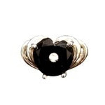 925 Sterling Silver Black Onyx Heart Ring Diamond Accent Goth Romantic Size 9