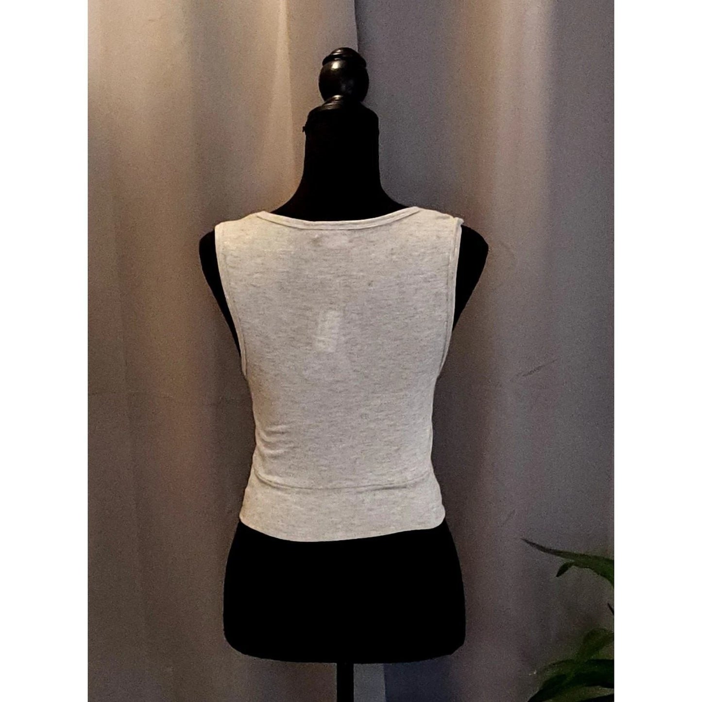 Mono B Heather Grey Twist Front Crop Tank Top Athleisure Workout Sleeveless