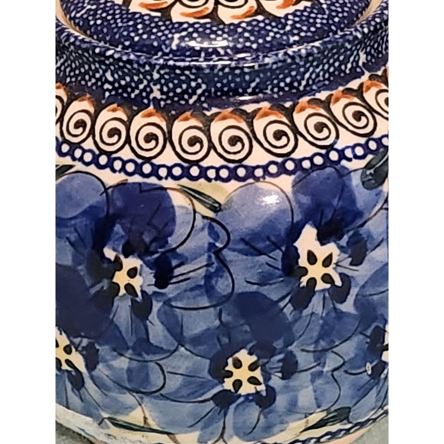 Boleslawiec Polish Pottery UNIKAT Teapot Blue Floral Hand Painted Stoneware 32oz