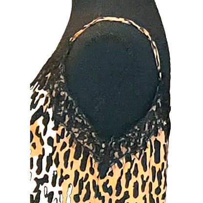 BP Nordstrom Leopard Print Satin Cami Tank Top Black Lace Trim V-Neck S